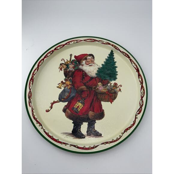 Vintage Christmas Tray Santa Claus 13” Holiday 1991 - Picture 1 of 3